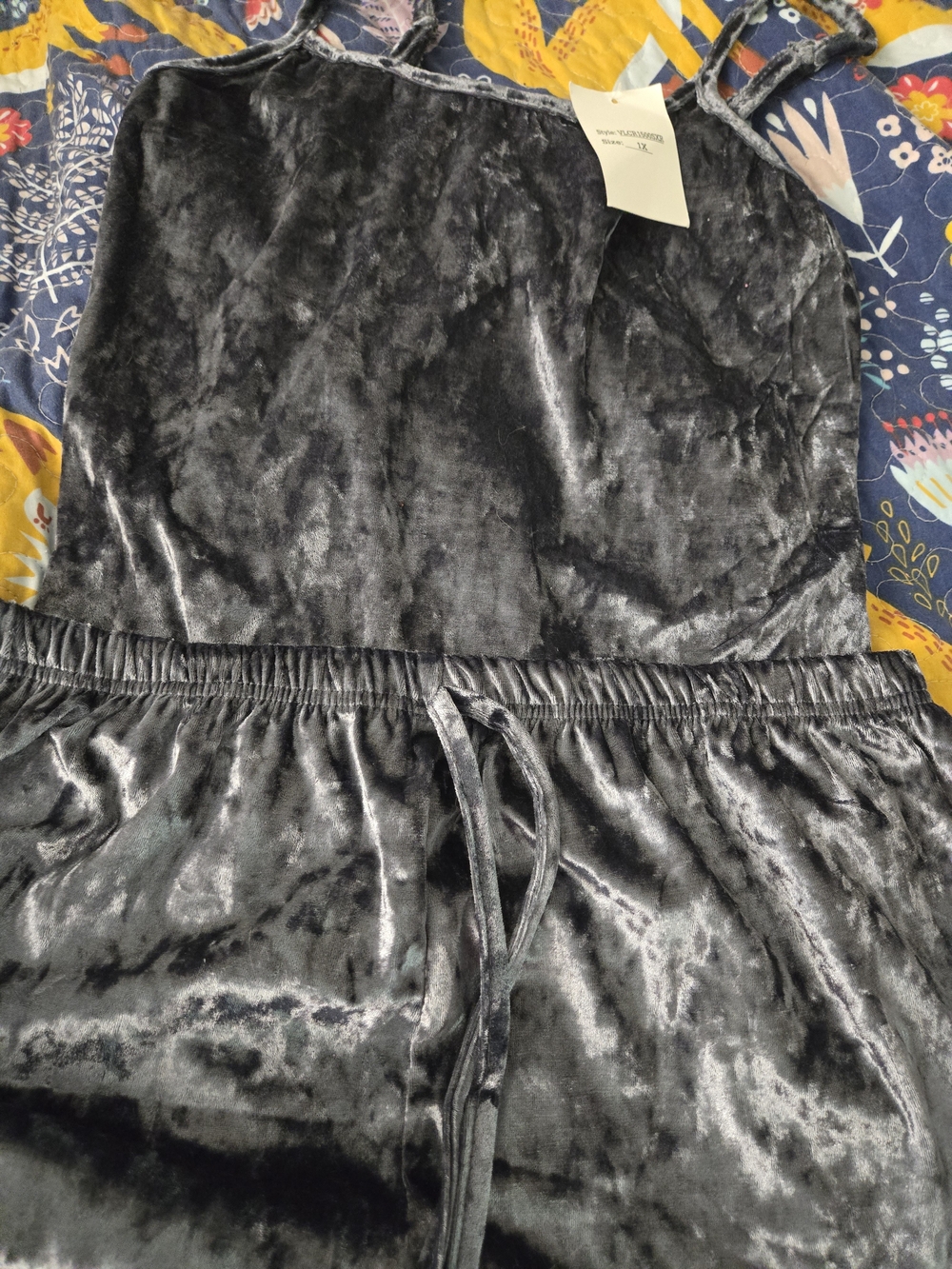 NWT Emme Jordan Slate Blue Velvet Tank Top & Shorts Lounge Set